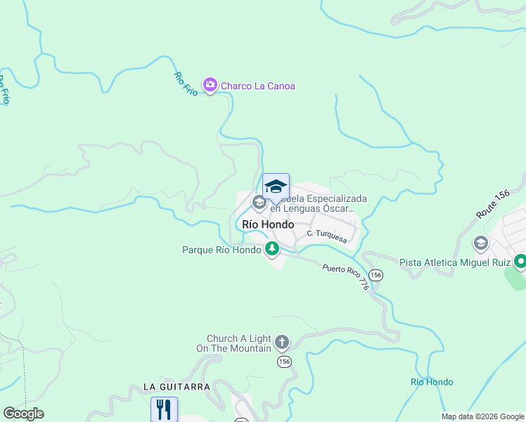 map of restaurants, bars, coffee shops, grocery stores, and more near Calle Zafiro in Río Hondo