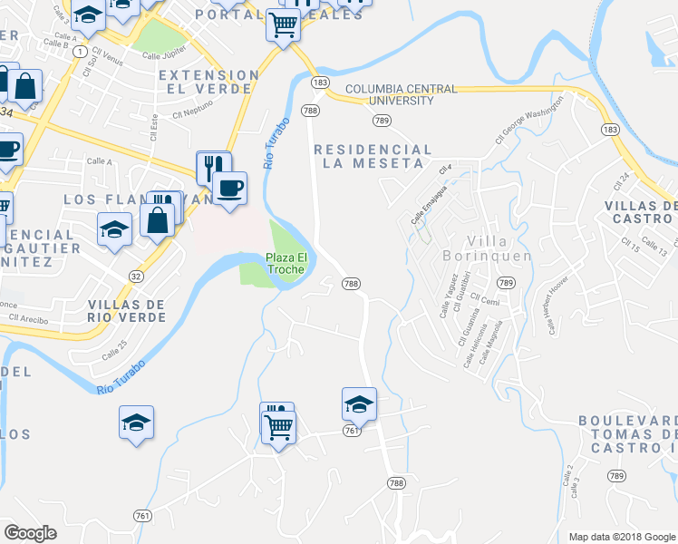 map of restaurants, bars, coffee shops, grocery stores, and more near Puerto Rico 788 in Tomás de Castro
