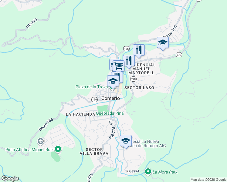 map of restaurants, bars, coffee shops, grocery stores, and more near in Comerío