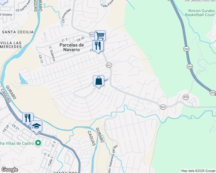 map of restaurants, bars, coffee shops, grocery stores, and more near Puerto Rico 931 in Caguas