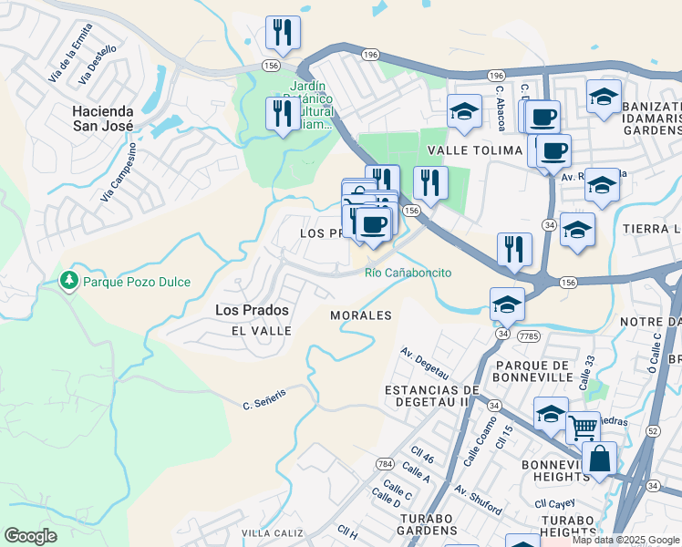map of restaurants, bars, coffee shops, grocery stores, and more near in Cañabón