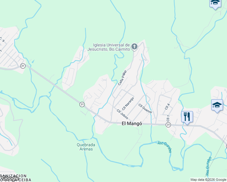 map of restaurants, bars, coffee shops, grocery stores, and more near in El Mangó