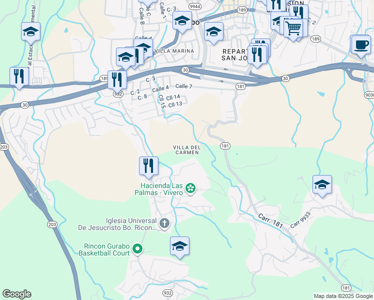 map of restaurants, bars, coffee shops, grocery stores, and more near in Gurabo