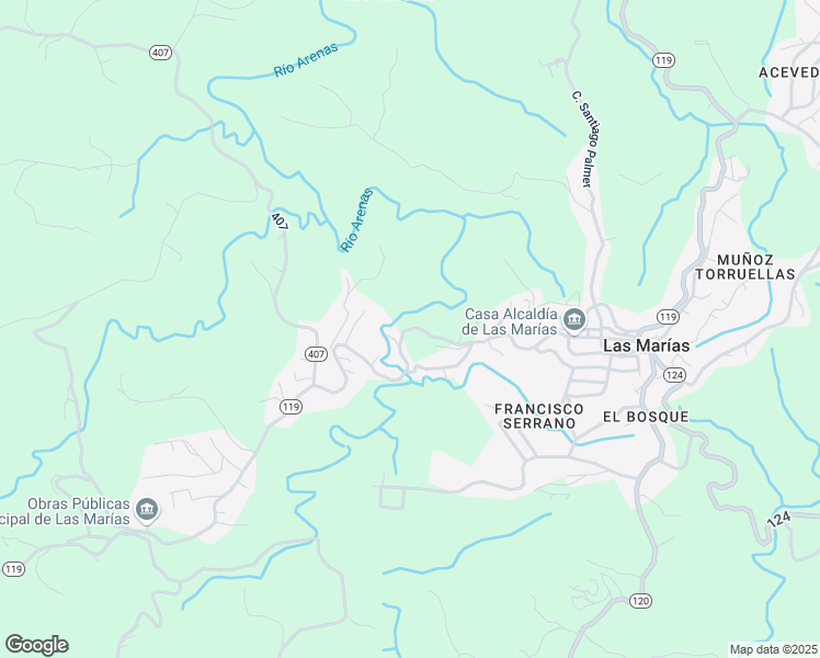 map of restaurants, bars, coffee shops, grocery stores, and more near Carretera Puerto Rico 119 in San Sebastián