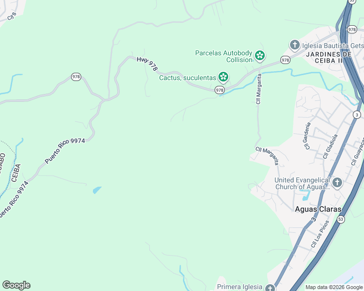 map of restaurants, bars, coffee shops, grocery stores, and more near Unnamed Road in Ceiba