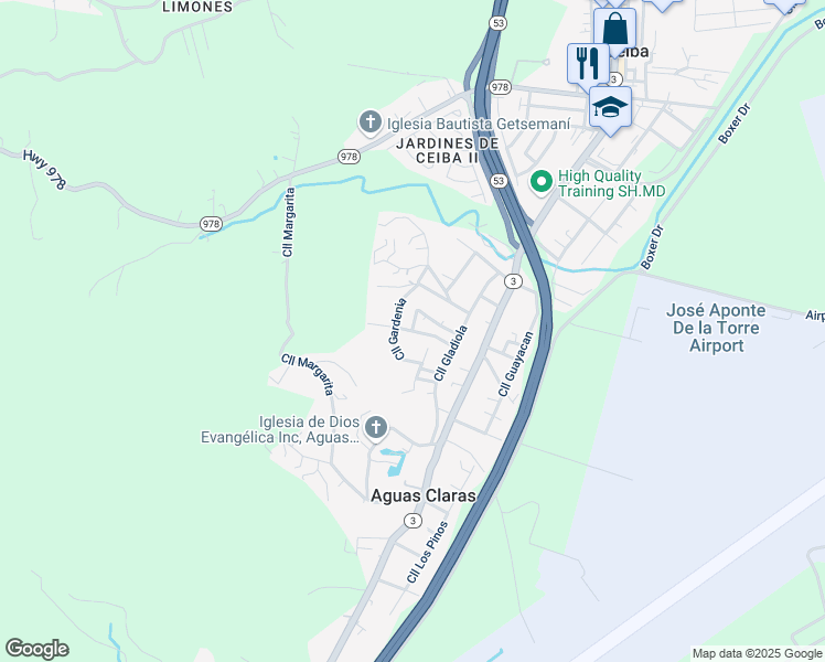 map of restaurants, bars, coffee shops, grocery stores, and more near Calle Bromelia in Aguas Claras