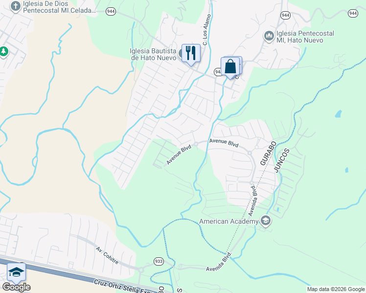 map of restaurants, bars, coffee shops, grocery stores, and more near Calle Jazmin in Juncos