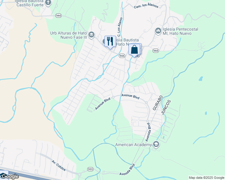 map of restaurants, bars, coffee shops, grocery stores, and more near 97 Calle Aleli in Gurabo