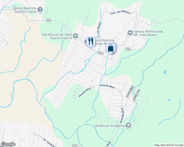 map of restaurants, bars, coffee shops, grocery stores, and more near 97 Calle Aleli in Gurabo