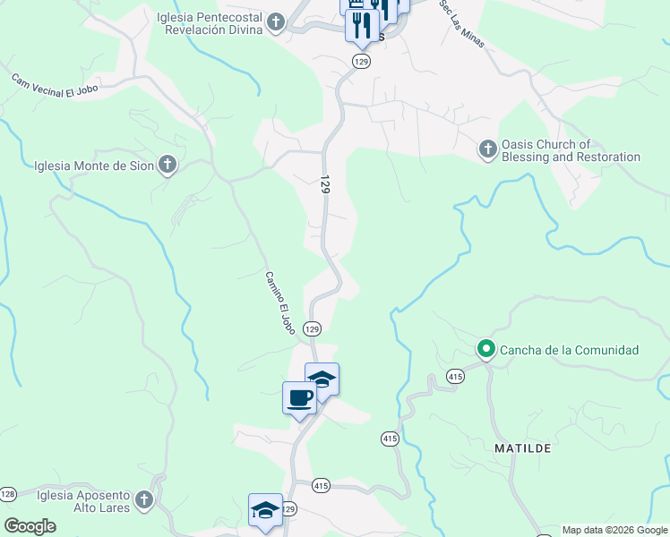 map of restaurants, bars, coffee shops, grocery stores, and more near in Lares