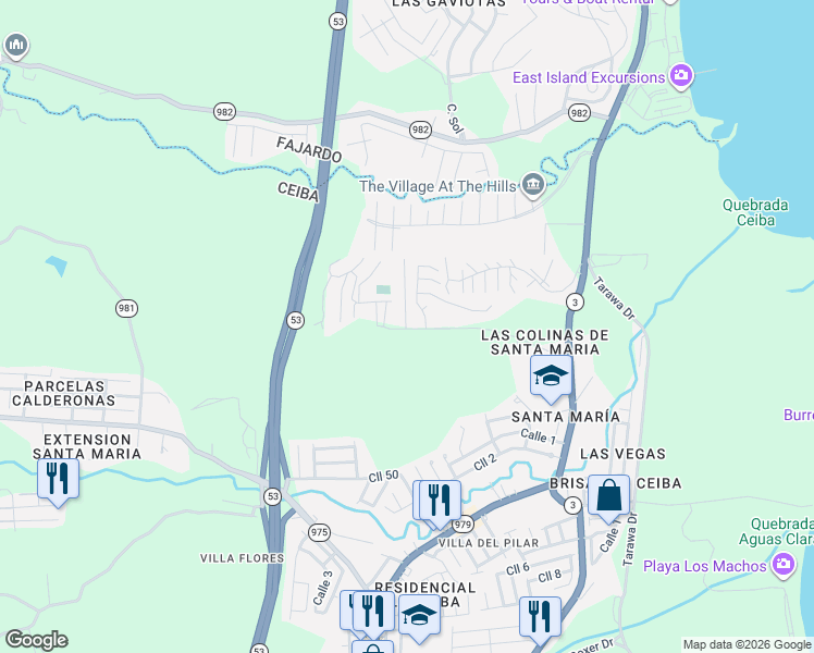 map of restaurants, bars, coffee shops, grocery stores, and more near in Ceiba
