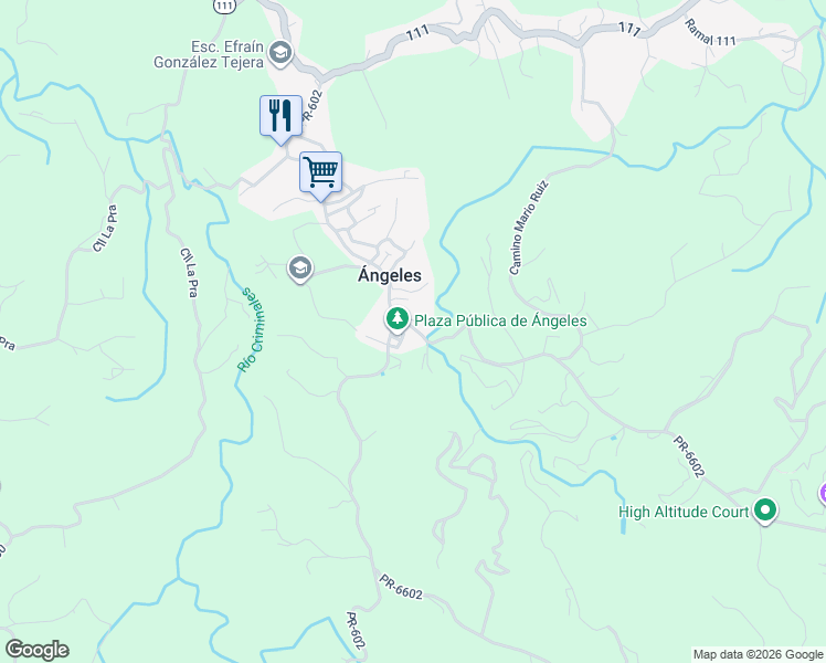 map of restaurants, bars, coffee shops, grocery stores, and more near Calle Pragmacio Cordero in Utuado