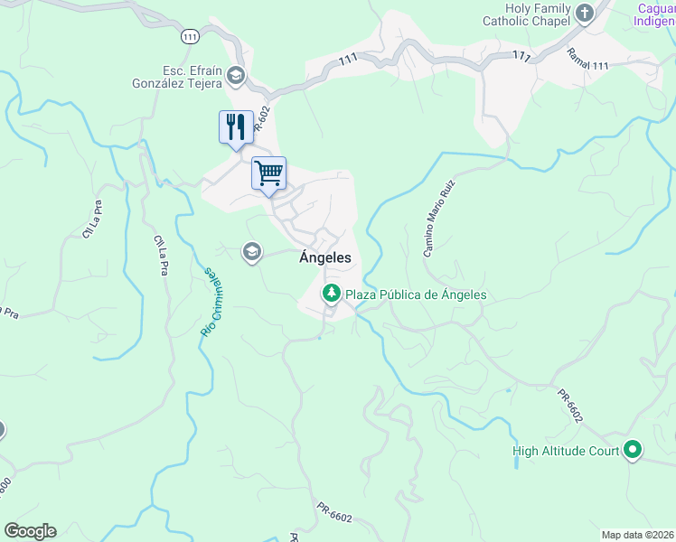 map of restaurants, bars, coffee shops, grocery stores, and more near Calle Pragmacio Cordero in Angeles