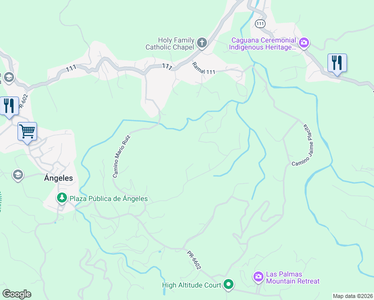 map of restaurants, bars, coffee shops, grocery stores, and more near Unnamed Road in Utuado