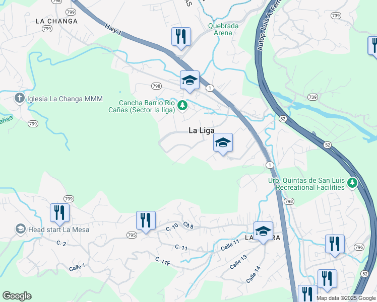 map of restaurants, bars, coffee shops, grocery stores, and more near Calle San Ignacio in Río Cañas