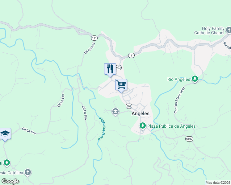 map of restaurants, bars, coffee shops, grocery stores, and more near PR-602 in Lares