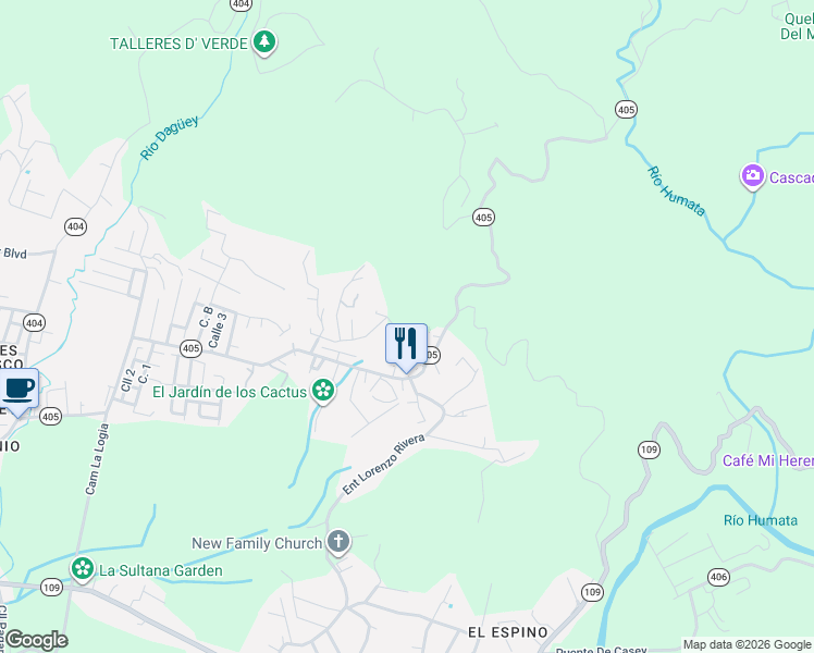 map of restaurants, bars, coffee shops, grocery stores, and more near Carr Humata in Añasco