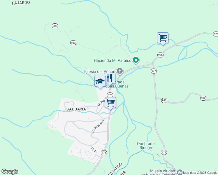 map of restaurants, bars, coffee shops, grocery stores, and more near PR-976 in Fajardo
