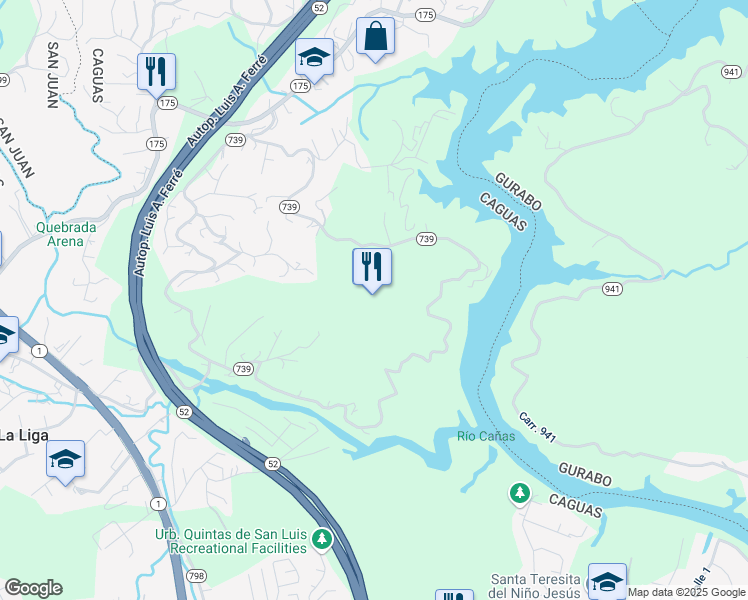 map of restaurants, bars, coffee shops, grocery stores, and more near in Caguas