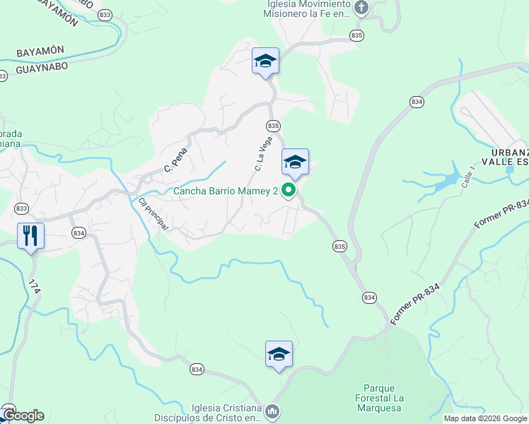 map of restaurants, bars, coffee shops, grocery stores, and more near in Bayamón