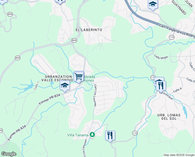 map of restaurants, bars, coffee shops, grocery stores, and more near in Hato Nuevo