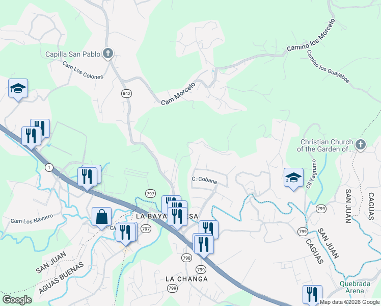 map of restaurants, bars, coffee shops, grocery stores, and more near in San Juan