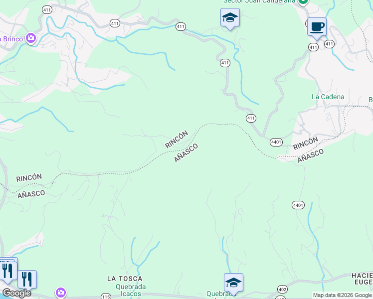 map of restaurants, bars, coffee shops, grocery stores, and more near Unnamed Rd in Añasco