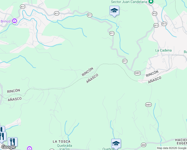 map of restaurants, bars, coffee shops, grocery stores, and more near Unnamed Rd in Añasco