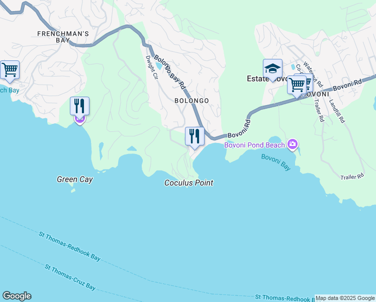 map of restaurants, bars, coffee shops, grocery stores, and more near Water Gate Road in Southside