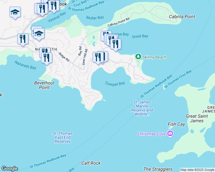 map of restaurants, bars, coffee shops, grocery stores, and more near in East End