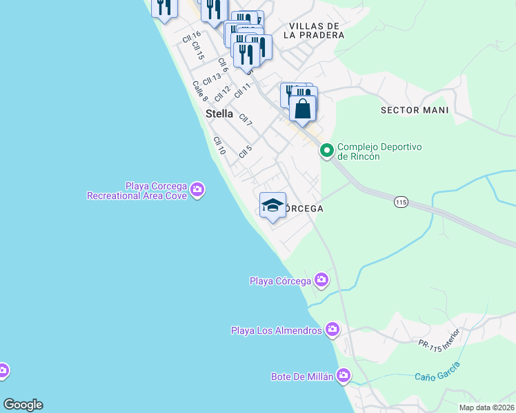 map of restaurants, bars, coffee shops, grocery stores, and more near in Stella