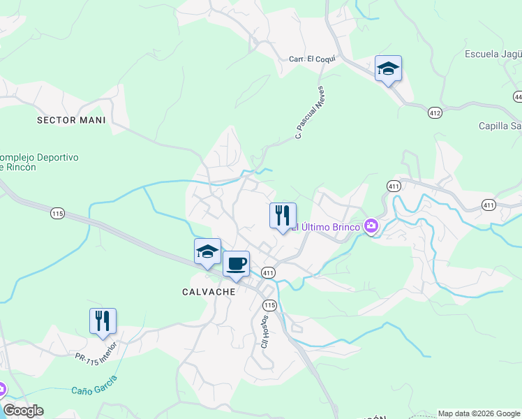 map of restaurants, bars, coffee shops, grocery stores, and more near in Rincon