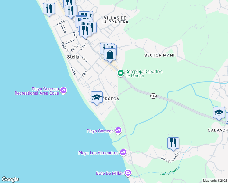 map of restaurants, bars, coffee shops, grocery stores, and more near in Stella