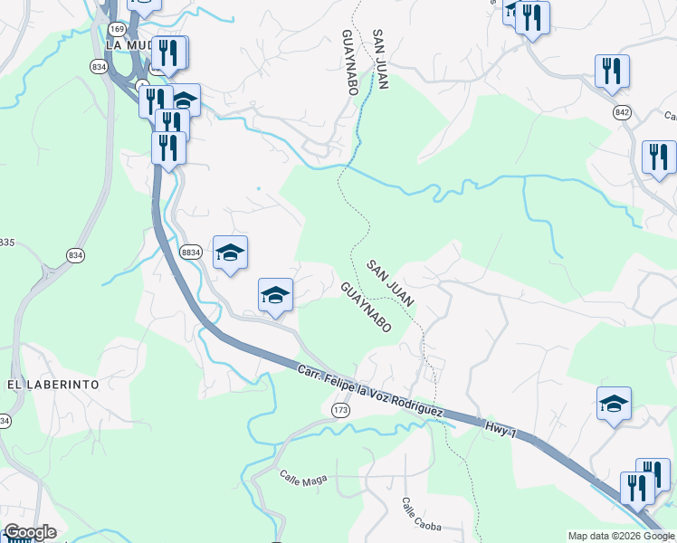 map of restaurants, bars, coffee shops, grocery stores, and more near in San Juan