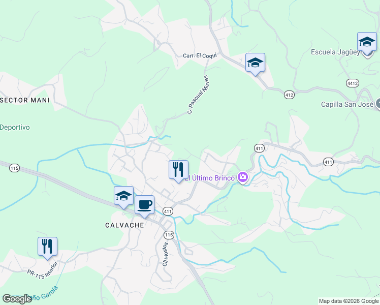 map of restaurants, bars, coffee shops, grocery stores, and more near in Rincon