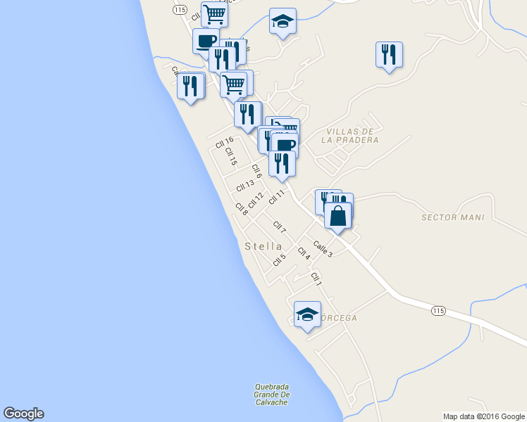 map of restaurants, bars, coffee shops, grocery stores, and more near 3183 Calle 7 in Aguada