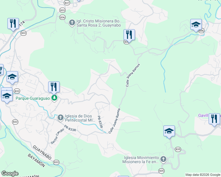 map of restaurants, bars, coffee shops, grocery stores, and more near in Guaynabo