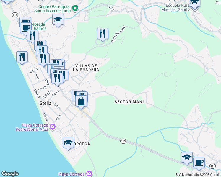map of restaurants, bars, coffee shops, grocery stores, and more near Unnamed Road in Aguada