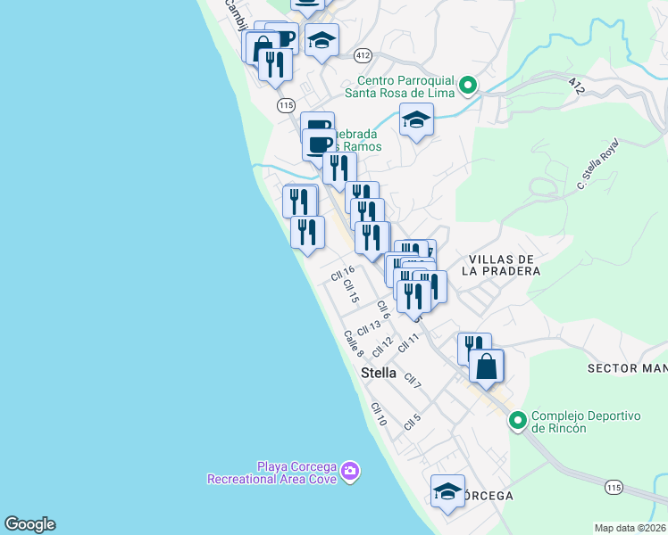 map of restaurants, bars, coffee shops, grocery stores, and more near in Stella