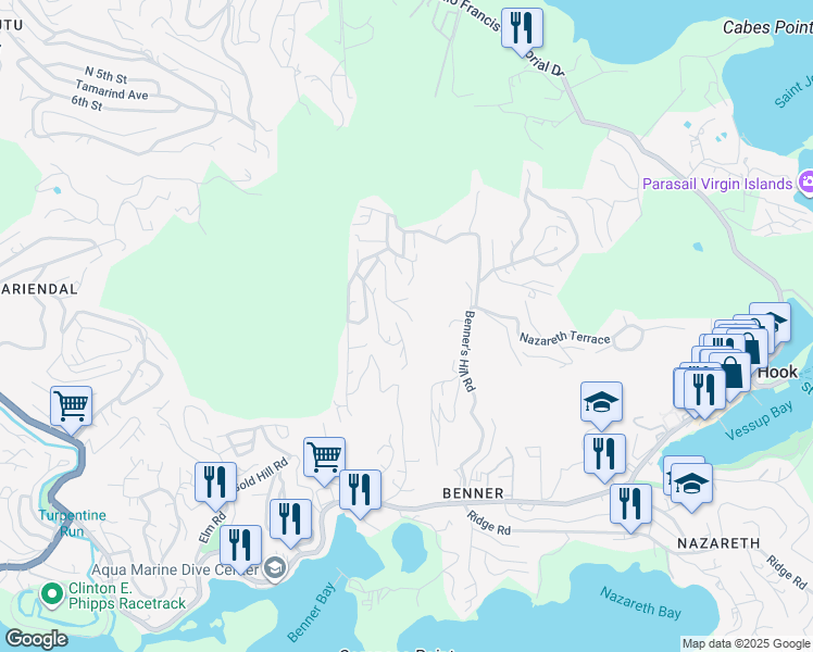 map of restaurants, bars, coffee shops, grocery stores, and more near in East End