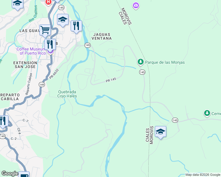 map of restaurants, bars, coffee shops, grocery stores, and more near in Ciales