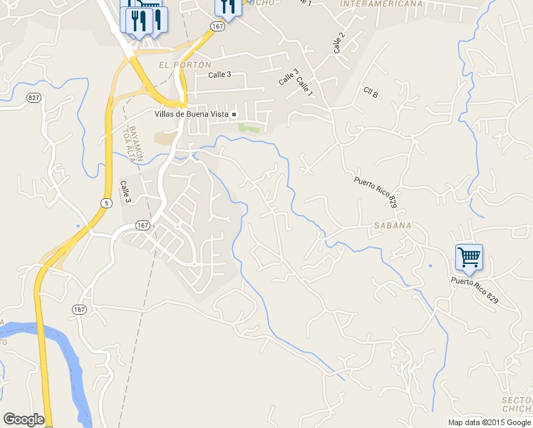 map of restaurants, bars, coffee shops, grocery stores, and more near Cam Valentin in Bayamón