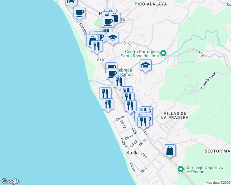 map of restaurants, bars, coffee shops, grocery stores, and more near in Pueblo