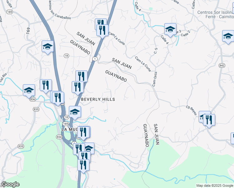 map of restaurants, bars, coffee shops, grocery stores, and more near Calle Camino Real in San Juan
