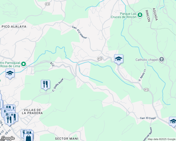 map of restaurants, bars, coffee shops, grocery stores, and more near in Rincon