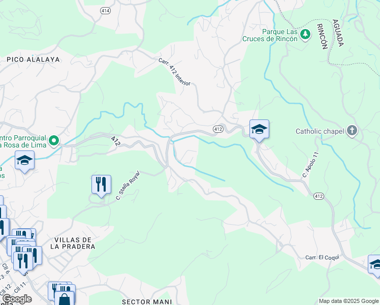 map of restaurants, bars, coffee shops, grocery stores, and more near in Rincon