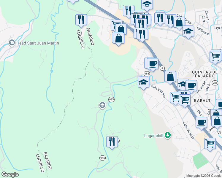 map of restaurants, bars, coffee shops, grocery stores, and more near in Fajardo