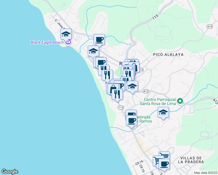 map of restaurants, bars, coffee shops, grocery stores, and more near 2 Calle Antiguo Club Nautico in Aguada
