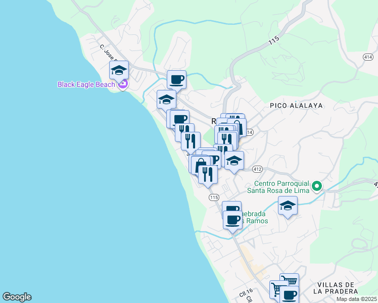map of restaurants, bars, coffee shops, grocery stores, and more near 2 Calle Antiguo Club Nautico in Aguada