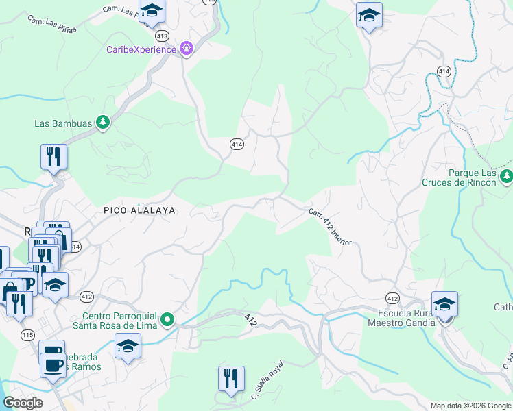 map of restaurants, bars, coffee shops, grocery stores, and more near in Rincon